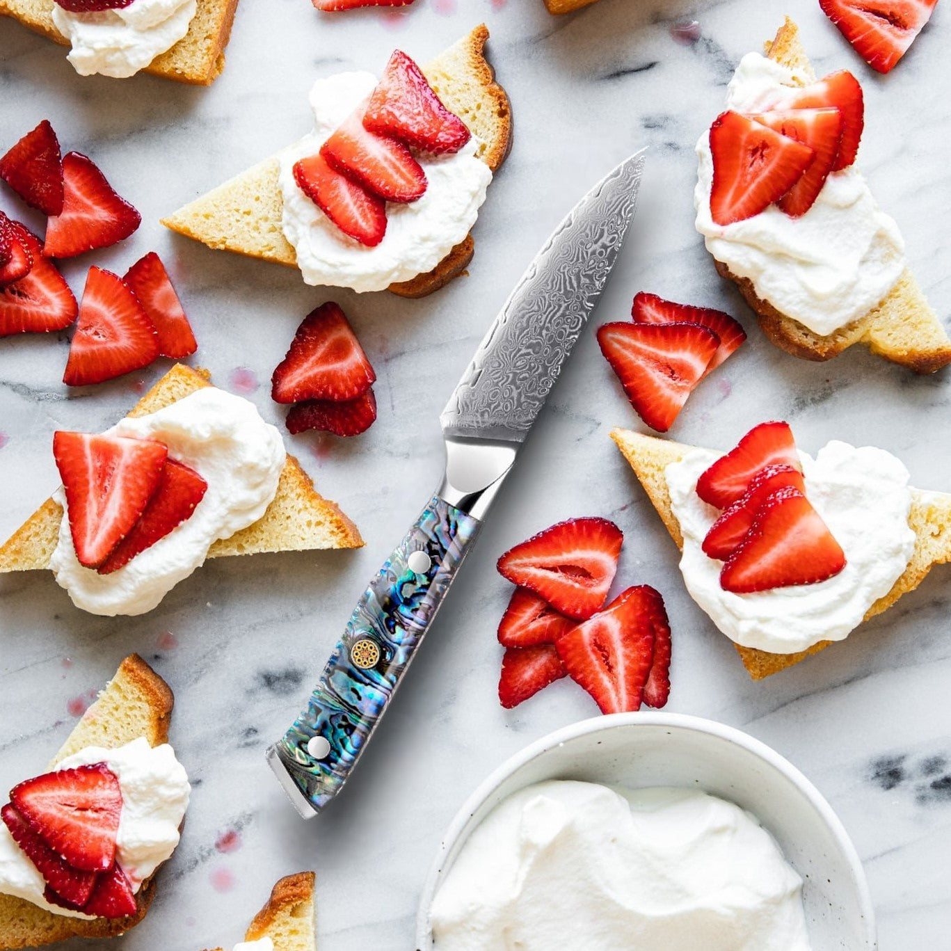 Paring Fruit Knife Cutting Strawberries with bread aesthetic - Hatori Hanzo Kitchen Premium Chef Knives
